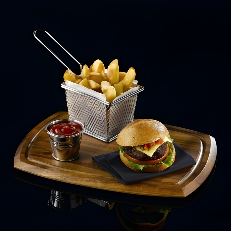 Mini Frityrkurv til Servering 10 x 8 x 7,5 cm - Rustfritt Stål SVB1008 by Genware color Svart