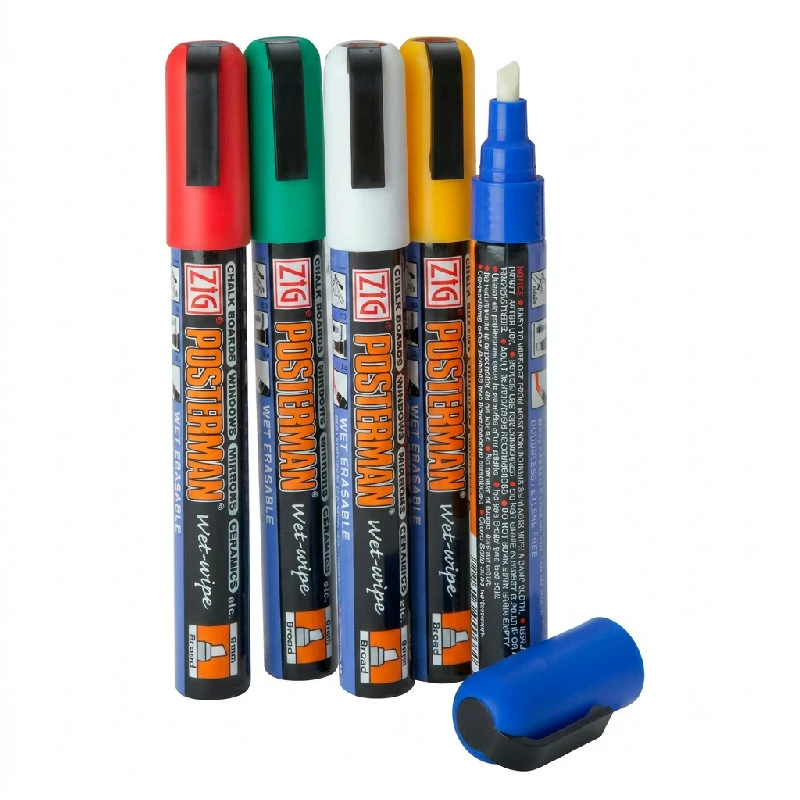 Krittusjer - 6mm Meiselspiss Blandede Farger 5-pk BTBL3565 by Beaumont color Svart