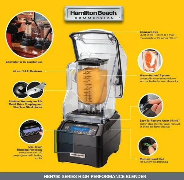 Blender Hamilton Beach ECLIPSE m/støyskjerm 2L HBH755-CE by Hamilton B color Svart