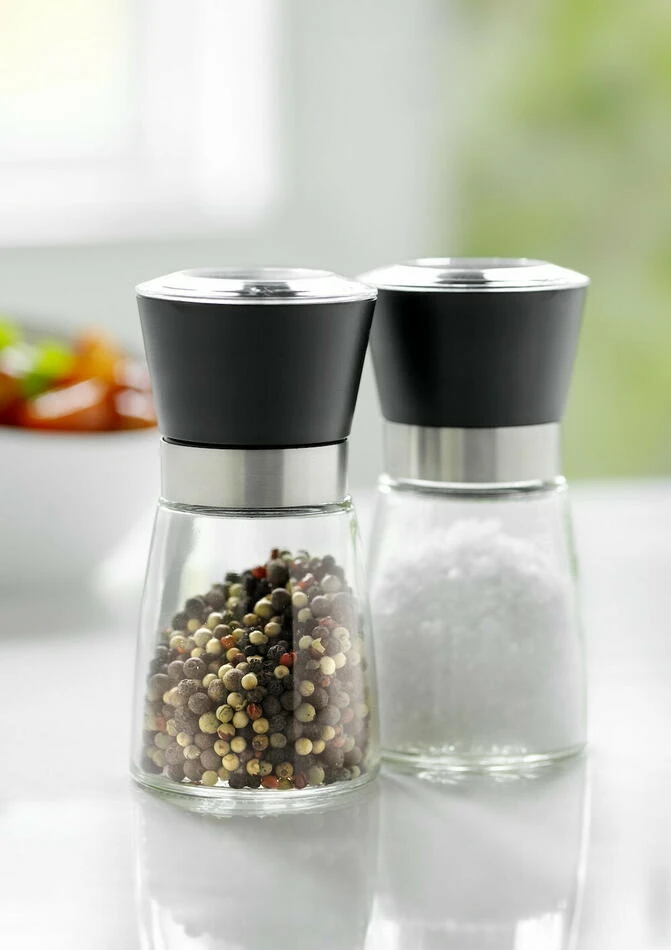 Steel-Function Sett med 2 Salt- og Pepperkverner, Sort Lokk ST58711 by Steel-Function color Svart