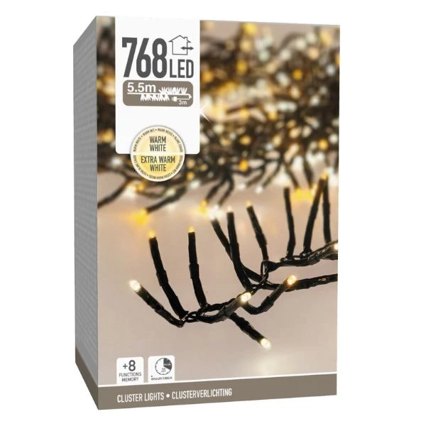 Klyngelyslenke 768 LED-lys varmhvit AX8550630 by Koop color Vit