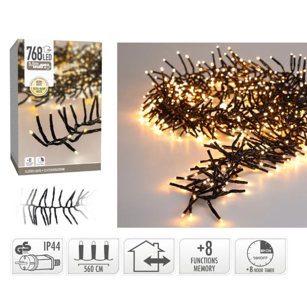Klyngelyslenke 768 LED-lys varmhvit AX8550630 by Koop color Vit
