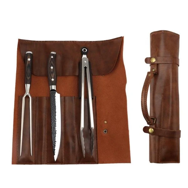 Hâws Santo BBQ-sett 3 deler med skinnetui 30-HSBBQLP by Hâws Santo color Silver/brun