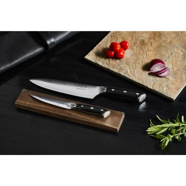 Damascus by Hâws Chef knife 32 cm + Utility knife 24cm G10 30-DCUG by Damascus by Hâws color Silver/brun