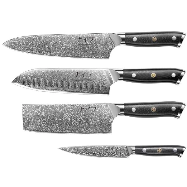 Damascus by Hâws knivsett 4 deler damaskusstål G10 30-DCSVUG by Damascus by Hâws color Silver/brun