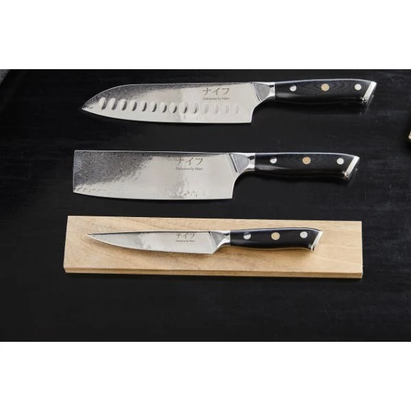Damascus by Hâws Santoku, Grønnsaks- & Utilityknivsett 30-DSVUG by Damascus by Hâws color Silver/brun