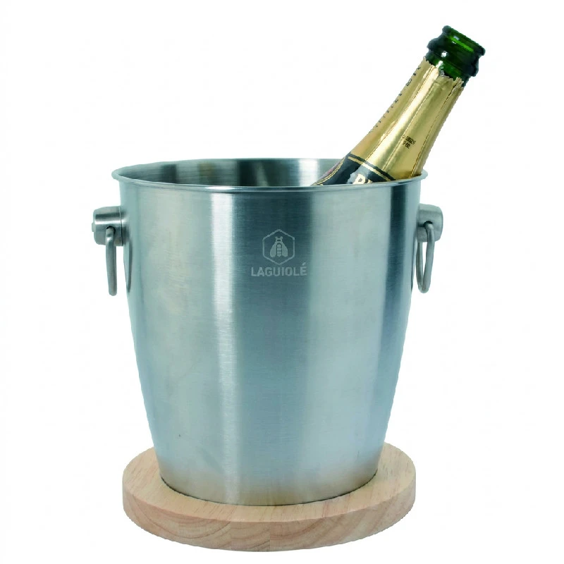 LAGUIOLE Vinkjøler med treunderlag 40268930 by Laguiole color Silver