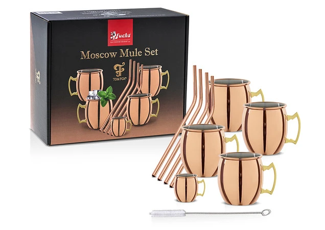 Moscow Mule-sett med sugerør 450 ml - kobber 17081 by Fuchs Gastro color Koppar