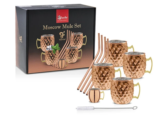 Moscow Mule diamantsett med sugerør 450 ml - kobber 17074 by Fuchs Gastro color Koppar