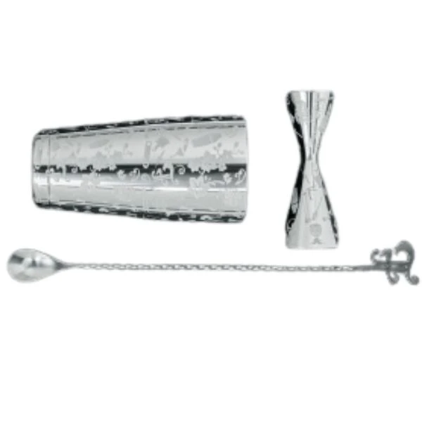 Tiki barsett 3 deler - rustfritt stål 17302 by Fuchs Gastro color Silver
