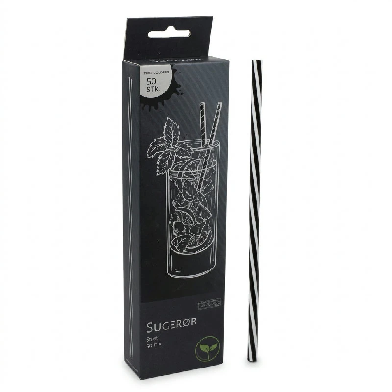 Gjenbrukbare plastsugerør Ø6 mm 22 cm 50 stk. 4200197  color Svart