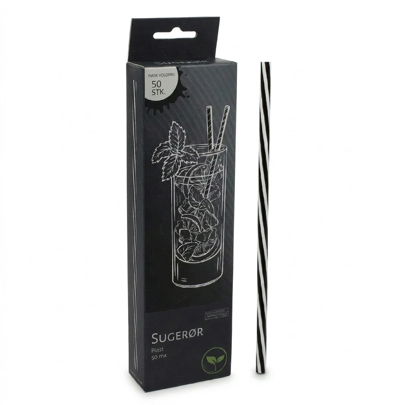 Gjenbrukbare plastsugerør Ø6 mm 22 cm 50 stk. 4200197  color Svart