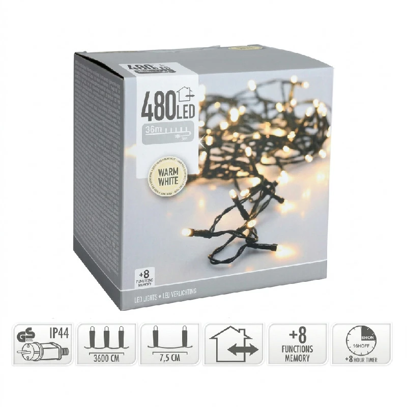 Lyslenke 480 LED varm hvit med timer AX8451160 by Koop color Vit