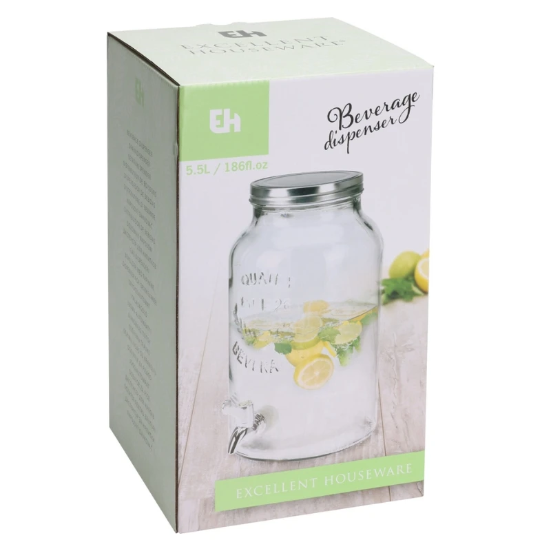 Drikkedispenser i glass 5,5 liter CD4100060 by Koop color Helder