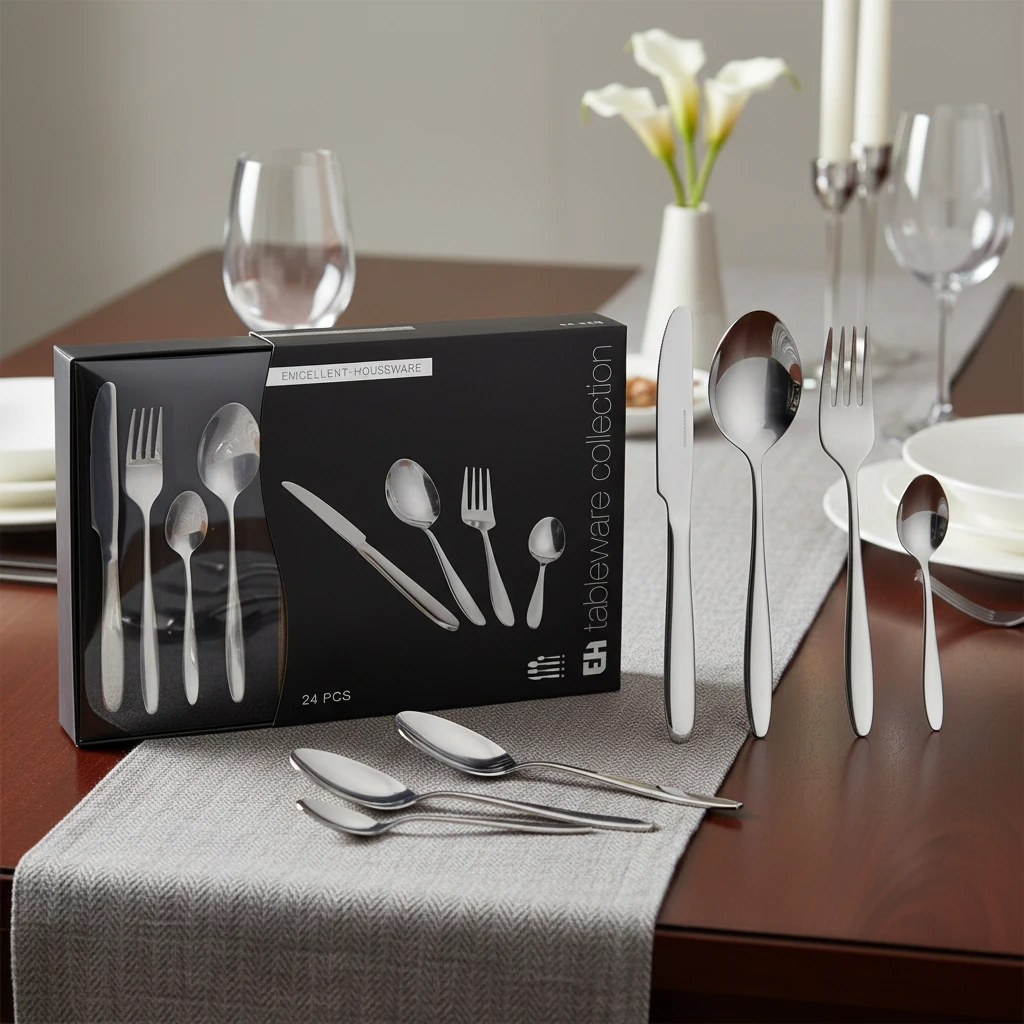 Bestikksett 24 deler i rustfritt stål - sølv CC4100960 by Koop color Silver