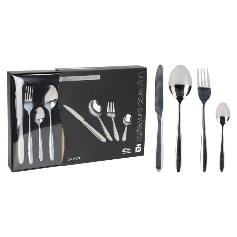 Bestikksett 24 deler i rustfritt stål - sølv CC4100960 by Koop color Silver