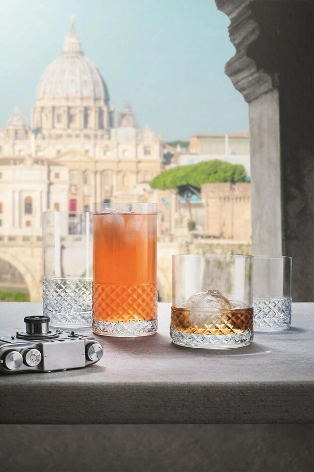 Roma 1960 vannglass/whiskyglass 4 stk. klar 38 cl 12708-02 by Luigi Borm color Helder