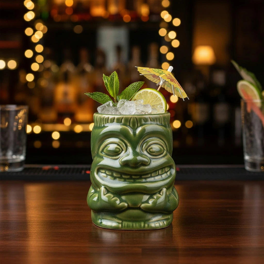 Keramisk Tiki-krus med håndtak 425ml BTBL3401 by Beaumont color Grön