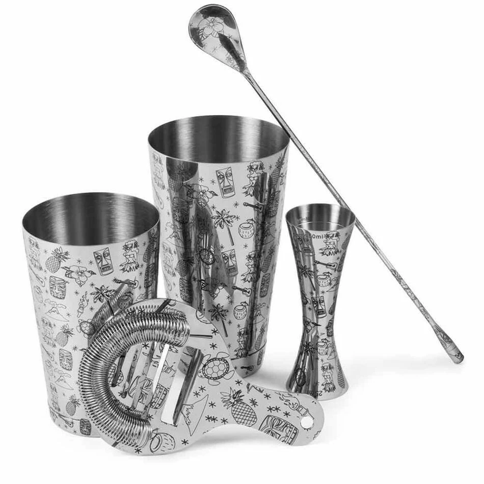 Tiki 5 Piece Cocktail Set UB4345 by Urban Bar color Svart