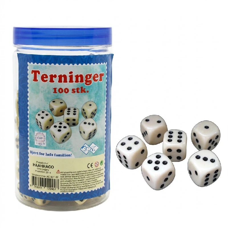 Terninger, 100 stk. 4080168  color Svart
