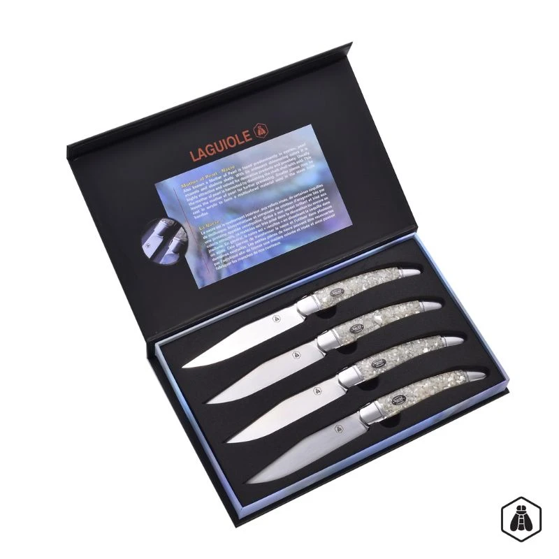 Laguiole biffkniver i perlemor 4 stk 40269069 by Laguiole color Svart