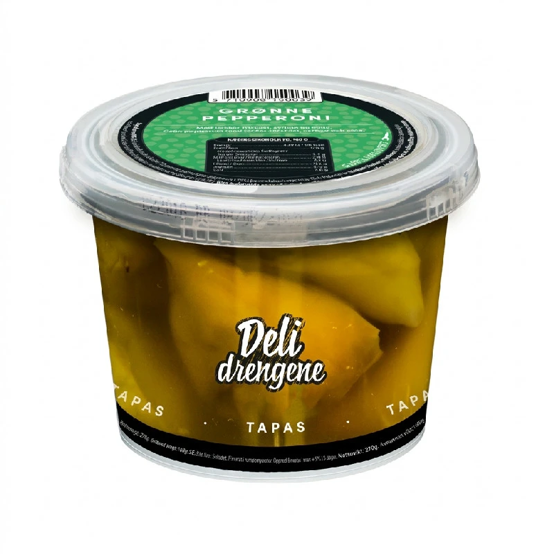 Grønne pepperoni med friskost 270g (160g avrent) 1803 by Deli Drengene color Svart