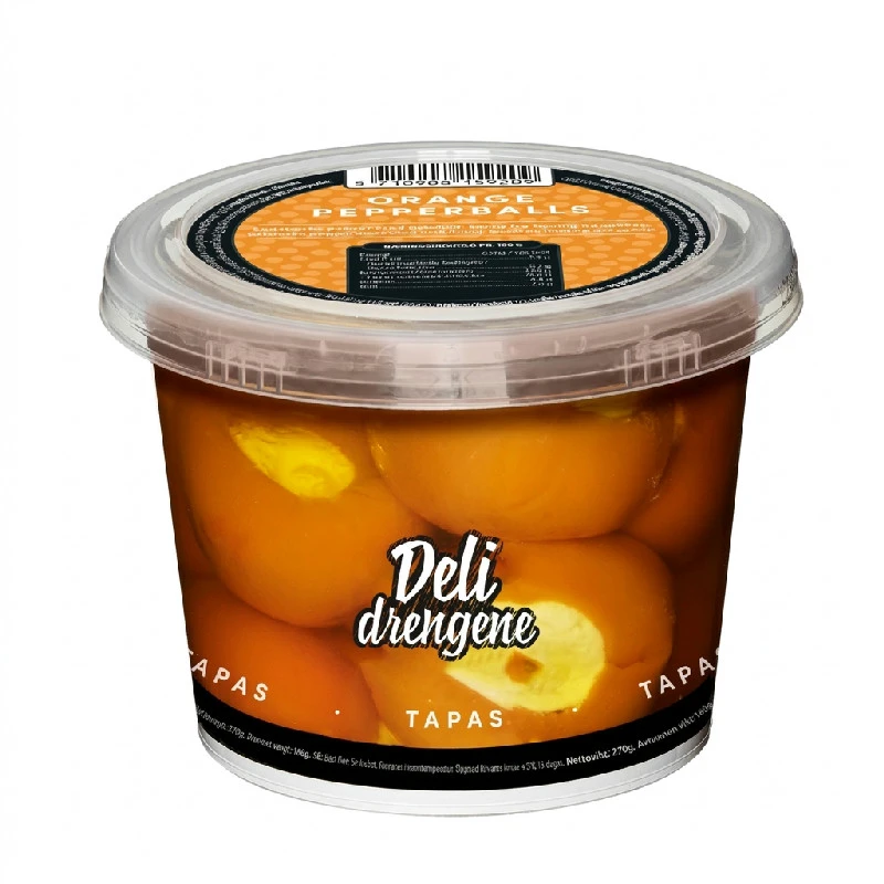 Oransje paprika med honning-sennep-ost 270g (160g avrent) 1810 by Deli Drengene color Svart