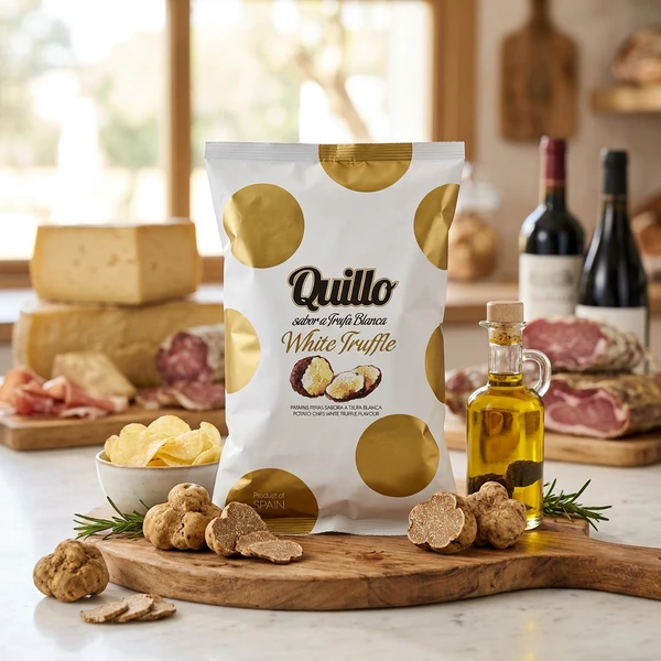 Trøffel Chips Quillo 45g 1986 by Deli Drengene color Svart