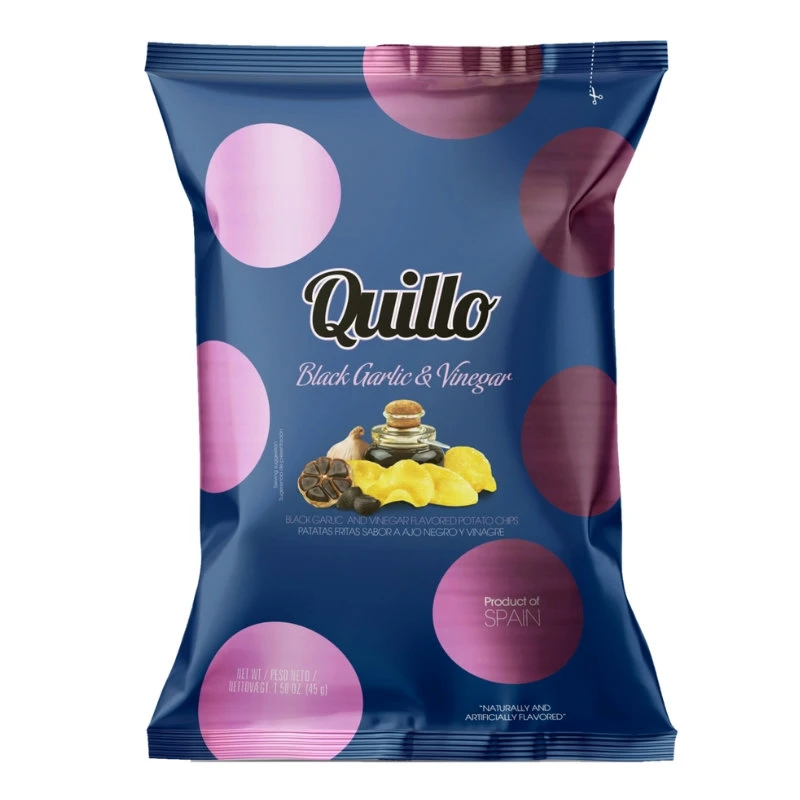 Chips med Eddik og Sort Hvitløk Quillo 45g 1990 by Deli Drengene color Svart