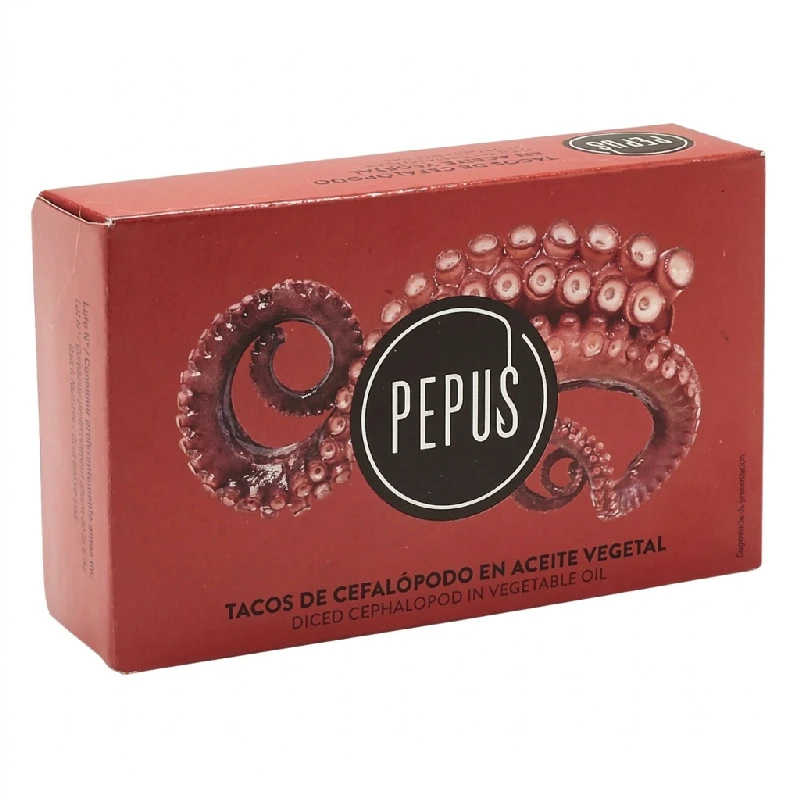 Pepus Pulpo/Blekksprut i solsikkeolje 120/75g 59104 by Deli Drengene color Svart