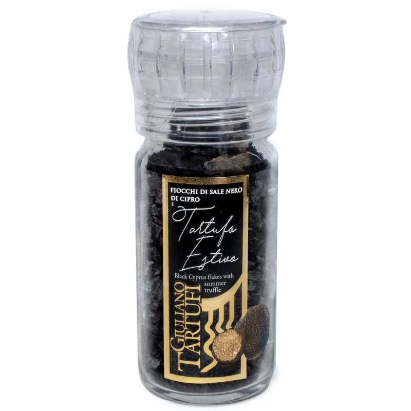 Sort Kværn flagesalt med sommertrøfler skiver 5 % 50g 9014 by Deli Drengene color Svart