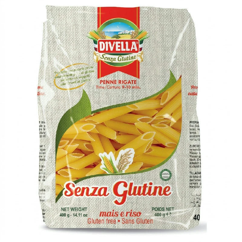 Glutenfri penne rigate 400 g 10290PS by DIVELLA color Svart