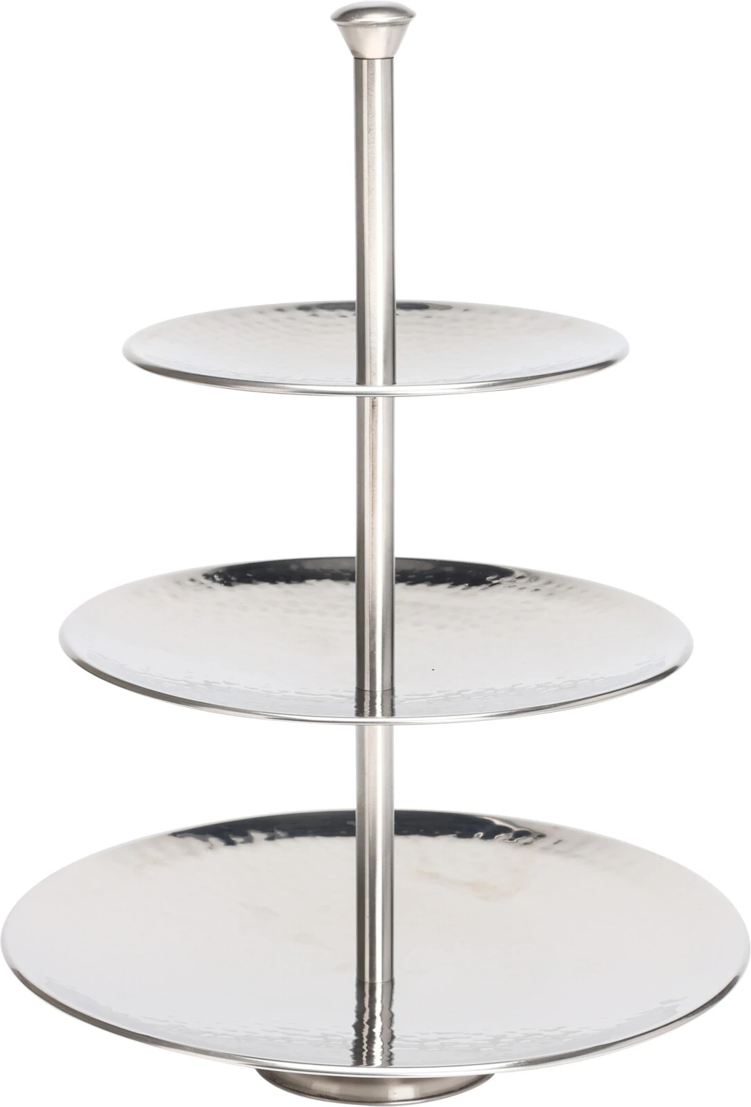 Serveringsfat 3 etasjer hamret rustfritt stål A12441130 by Koop color Silver