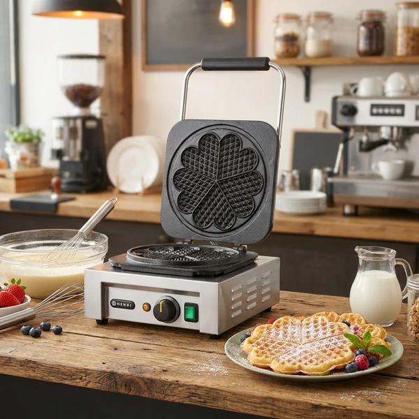 Hjerteformet vaffeljern 230V 2200W 212134 by Hendi color Svart