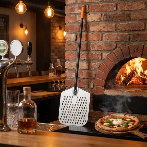Pizzaspade firkantet perforert aluminium 1320x305 mm 617137 by Hendi color Svart