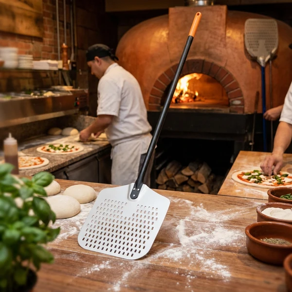 Pizzaspade firkantet perforert aluminium 1320x405 mm 617144 by Hendi color Svart