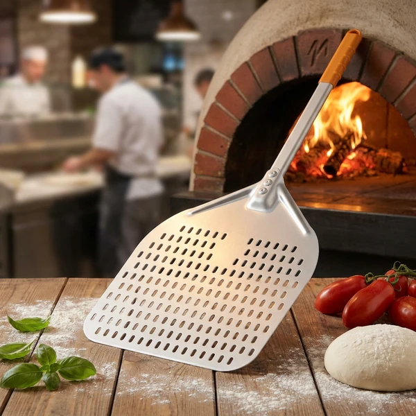 Pizzaspade perforert anodisert aluminium 710x355 mm 618066 by Hendi color Svart