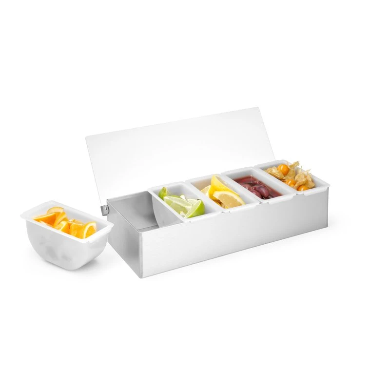Garnityrholder med 5 beholdere rustfritt stål HDPE 552100 by Hendi color Svart