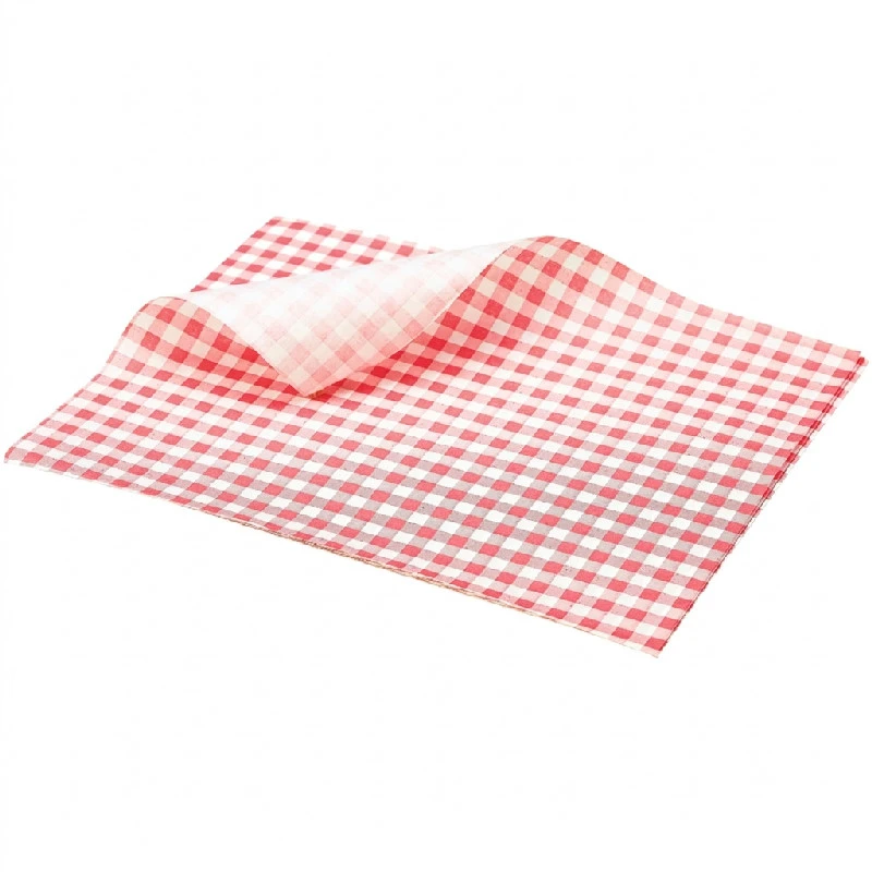 Fettett papir rutete rød 25 x 20 cm - 1000 stk. PN1487GR by Genware color Svart