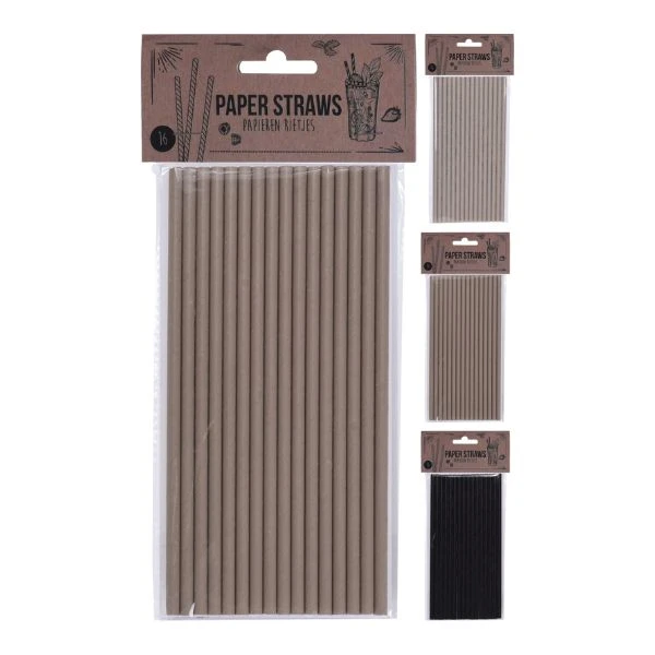 Sugerør papir 16 stk Assortert RT13000301 by Koop color Svart