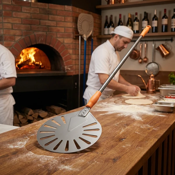 Pizzaspade perforert aluminium 1200x230 mm 618103 by Hendi color Svart