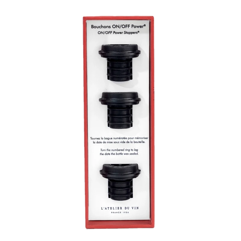 Gard’Vin ON/OFF® Power vinstopper - 3 stk 95737 by L'Atelier du Vin color Svart
