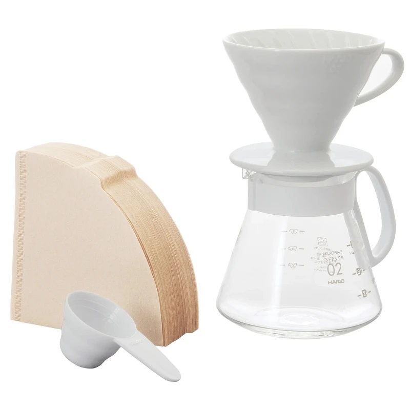 V60 Keramisk 02 Dripper Sett - Hvit XVDD-3012W by Hario color Svart