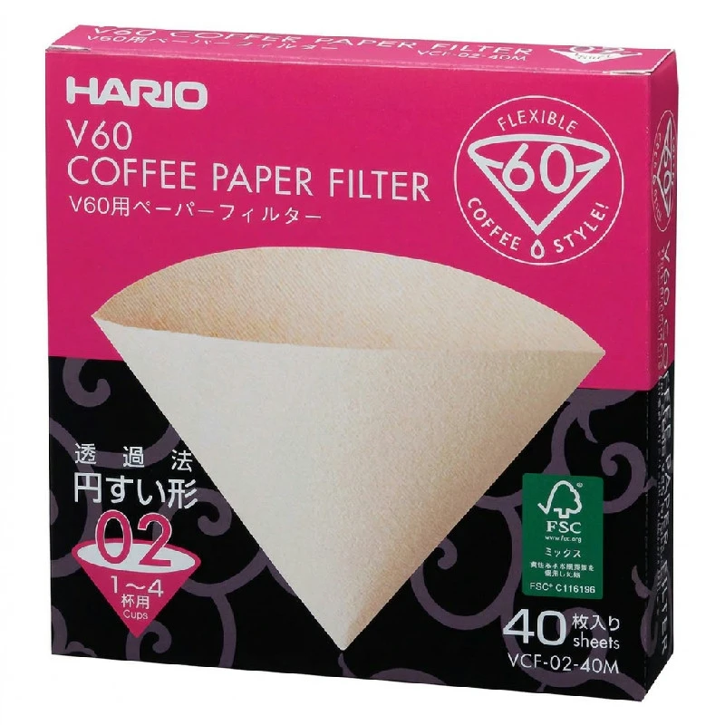 V60 Kaffefiltre - 02 - 40 stk - Ubleket VCF-02-40M by Hario color Svart