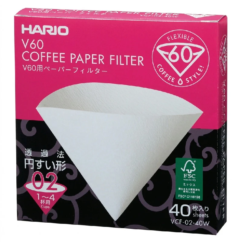 V60 Kaffefiltre - 02 - 40 stk. - Hvit VCF-02-40W by Hario color Svart
