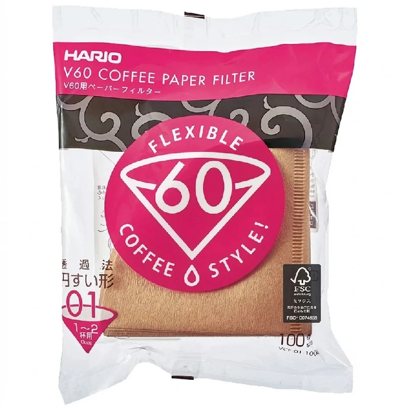 V60 Kaffefiltre 01 - 100 stk - Ubleket VCF-01-100M by Hario color Svart