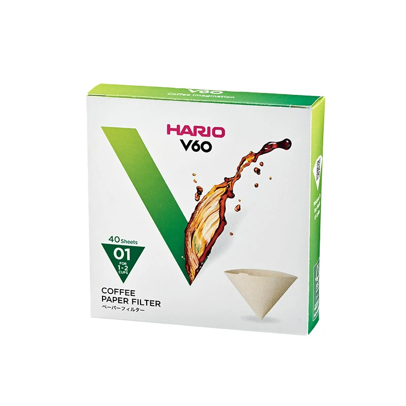 V60 Kaffefiltre - 01 - 40 stk. - Ubleket VCF-01-40M by Hario color Svart