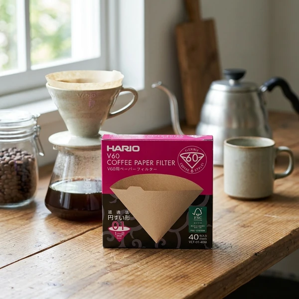 V60 Kaffefiltre - 01 - 40 stk. - Ubleket VCF-01-40M by Hario color Svart