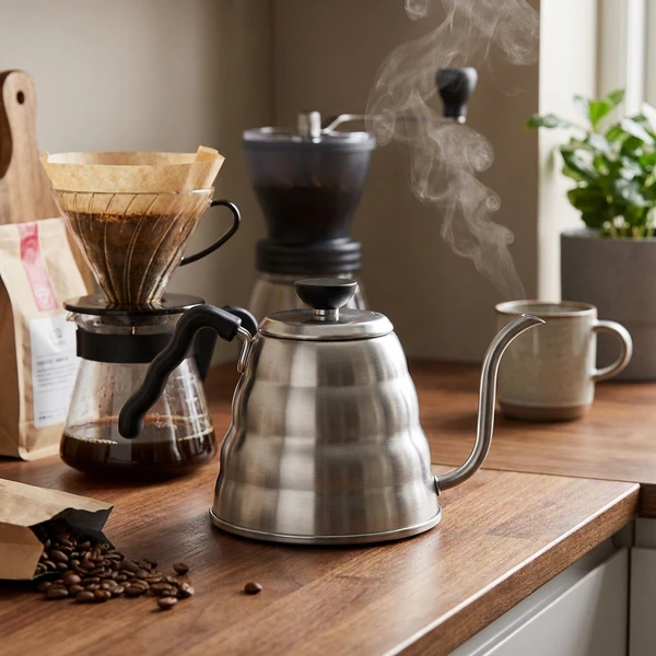 V60 Buono Kaffekjele - 03 - 1,2 l - Sølvgrå VKBR-120-HSV by Hario color Svart