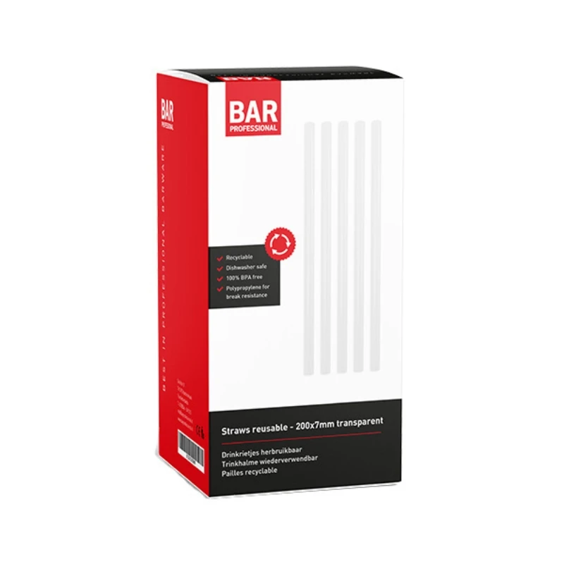 Gjenbrukbare Plastsugerør 20 cm - 200 stk. Klar SRUT200 by Barprofessional color Svart